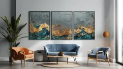 Abstract art watercolor 3'lü Set Kətan Tablo TB2147 - Tabloshop (1)