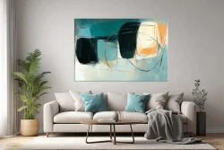 Abstract Blue oil Painting Kətan Tablo TB2148 - 3