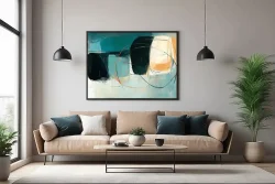 Abstract Blue oil Painting Kətan Tablo TB2148 - 4