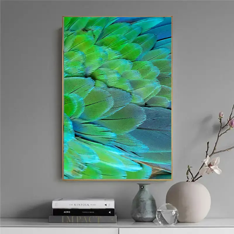 Abstract Flowing Golden Blue 3 Kətan Tablo TB1465 - 1