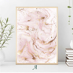 Abstract Gold and Pink Color Kətan Tablo - Tabloshop