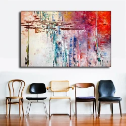 Abstract Painting Colorful Kətan Tablo TB1566 - 3