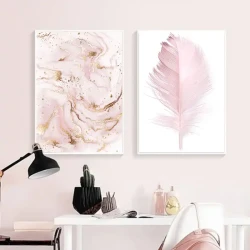 Abstract və Lələk 2'li Set Kətan Tablo TB1449 - 1