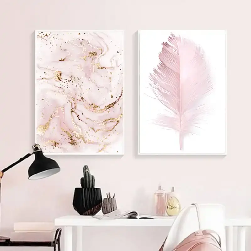 Abstract və Lələk 2'li Set Kətan Tablo TB1449 - 1