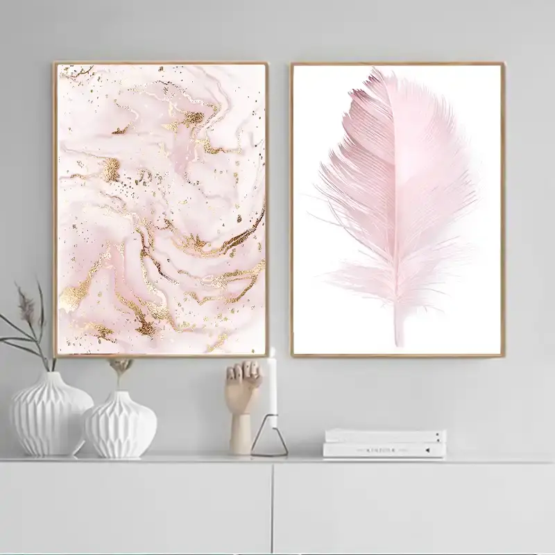 Abstract və Lələk 2'li Set Kətan Tablo TB1449 - 3