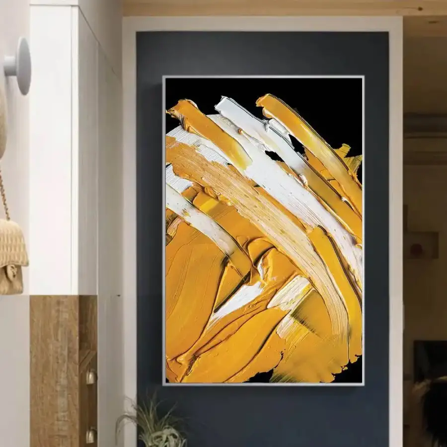 Abstract Yellow Color Kətan Tablo TB1264 - 2
