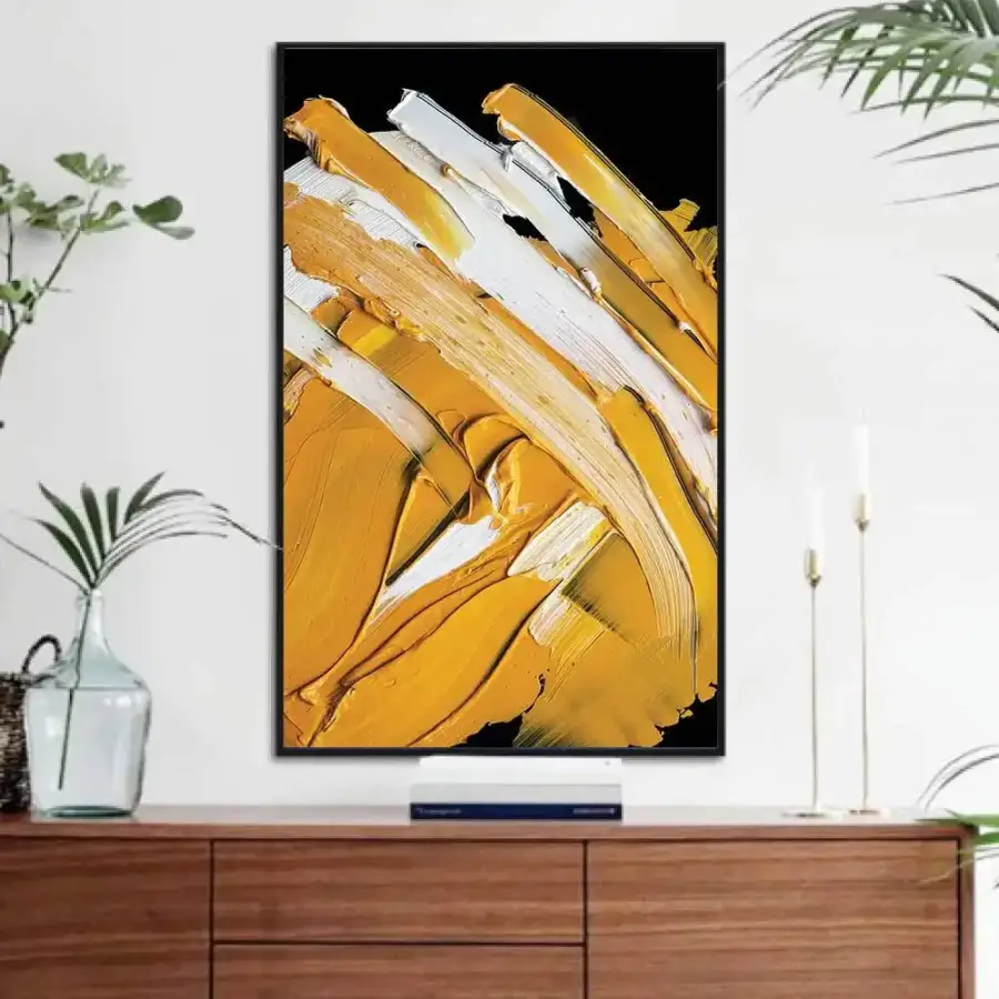 Abstract Yellow Color Kətan Tablo TB1264 - 1