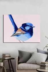 Açık Mavi Saksağan Kuşu Kətan Tablo - Markaev