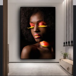 African Sexy Nude Woman Kətan Tablo TB1528 - 1