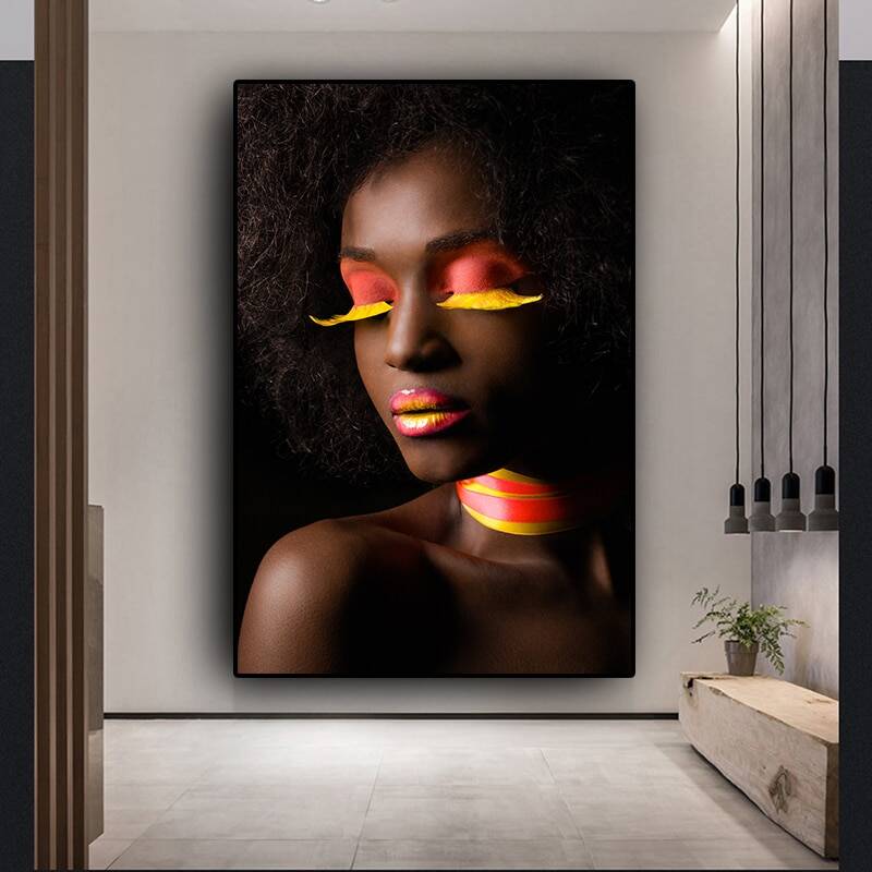 African Sexy Nude Woman Kətan Tablo TB1528 - 1