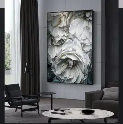Ağ Qızıl Gül Kətan Tablo - 1