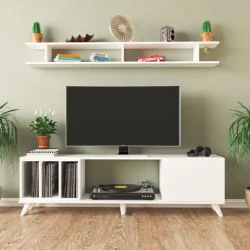 Alex Divar Rəfli Tv Stend - Ağ - 1