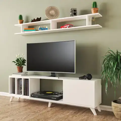 Alex Divar Rəfli Tv Stend - Ağ - 2