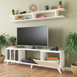 Alex Divar Rəfli Tv Stend - Ağ - 4