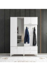 Alfa Güzgülü Dəhliz Dolabı - Ağ - Decoroom Collection