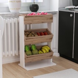 Alisa Çox Məqsədli Rəf - Ceviz/Ağ - Modev