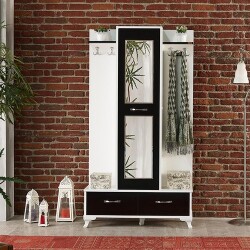 Almina Güzgülü Dəhliz Dolabı - Ağ/Qara - Decoroom Collection (1)