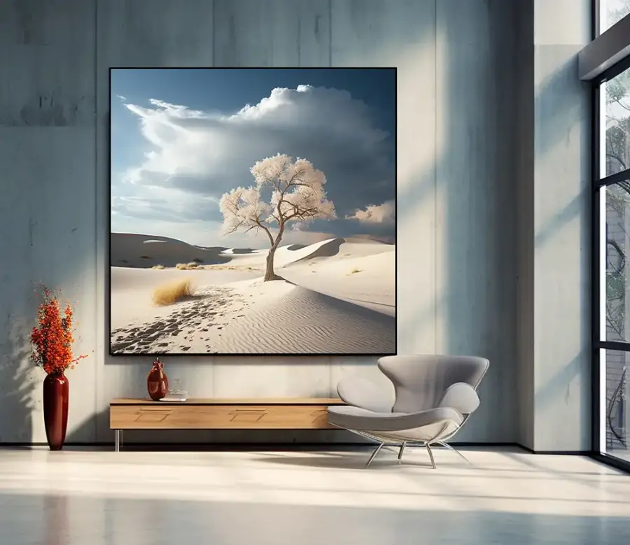 Alone Tree Middle Desert Kvadrat Kətan Tablo TB2029 - 1