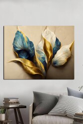 Altın Rengi Çiçek Yaprağı Kanvas Tablo - Markaev