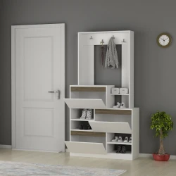 Alvina Asılqanlı Dəhliz Dolabı - Ağ/Meşə - 2