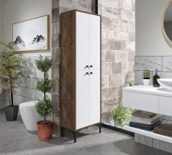 Amalfi Çox Məqsədli Dolab, Hamam Dolabı - Cəviz/Ağ - 4