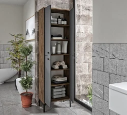 Amalfi Çox Məqsədli Dolab, Hamam Dolabı - Cəviz/Antrasit - 4