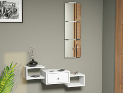 Amold Güzgülü Dəhliz Dolabı - Ağ - Modev