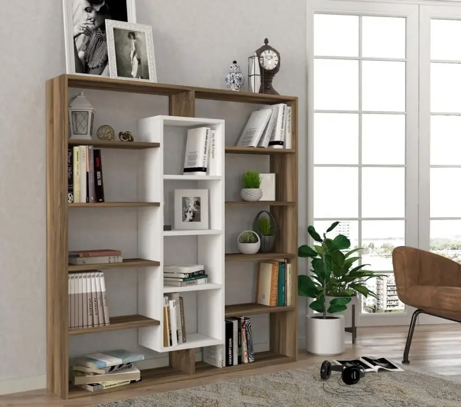 Ample Kitab Rəfi - Cəviz/Ağ - 2