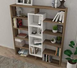 Ample Kitab Rəfi - Cəviz/Ağ - 3