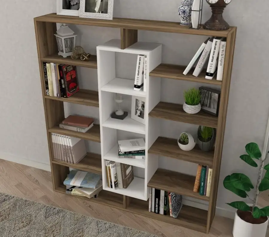 Ample Kitab Rəfi - Cəviz/Ağ - 3