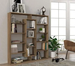 Ample Kitab Rəfi - Cəviz - Decoroom Collection (1)