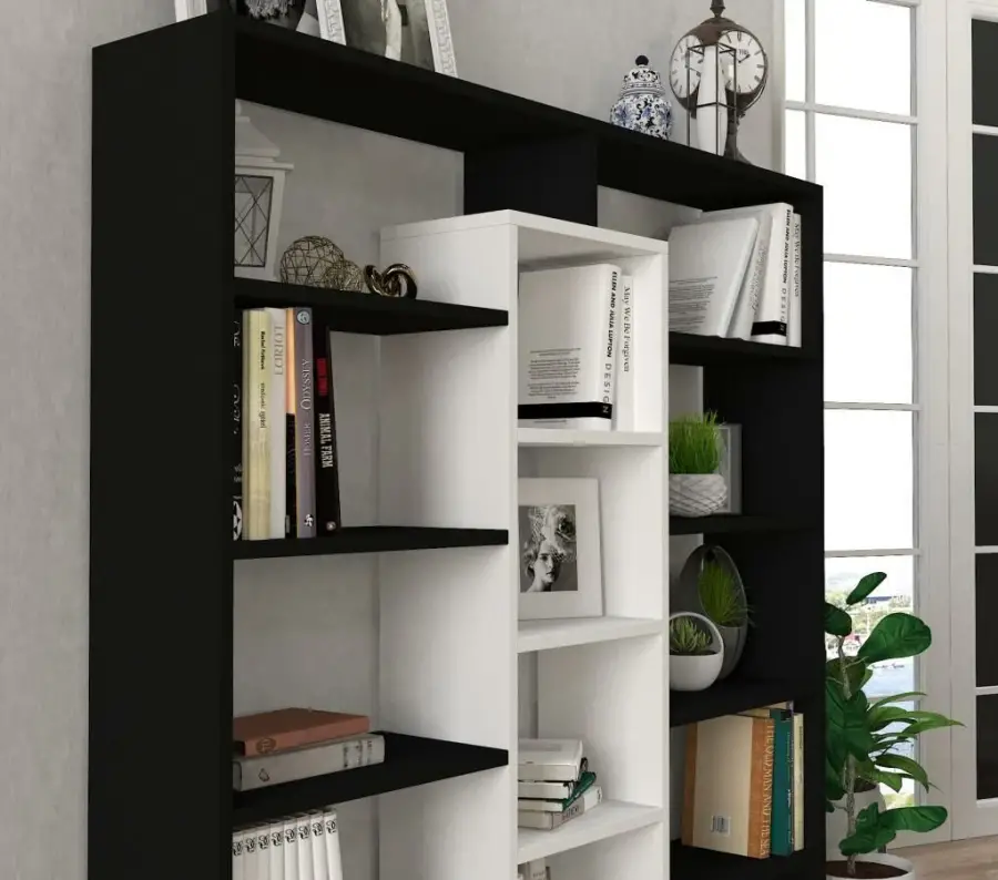 Ample Kitab Rəfi - Qara/Ağ - 4