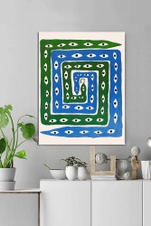 Antik Mısır Duvar Sanatı Mavi ve Yeşil Yılan - Markaev