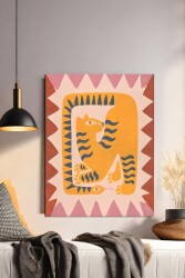 Antik Mısır Duvar Sanatı Yılan Kuyruklu Leopar - Markaev