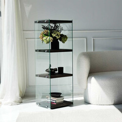 Aqua 3Lü Kitab Rəfi/Antrasit Masif Ahşap - Neostill