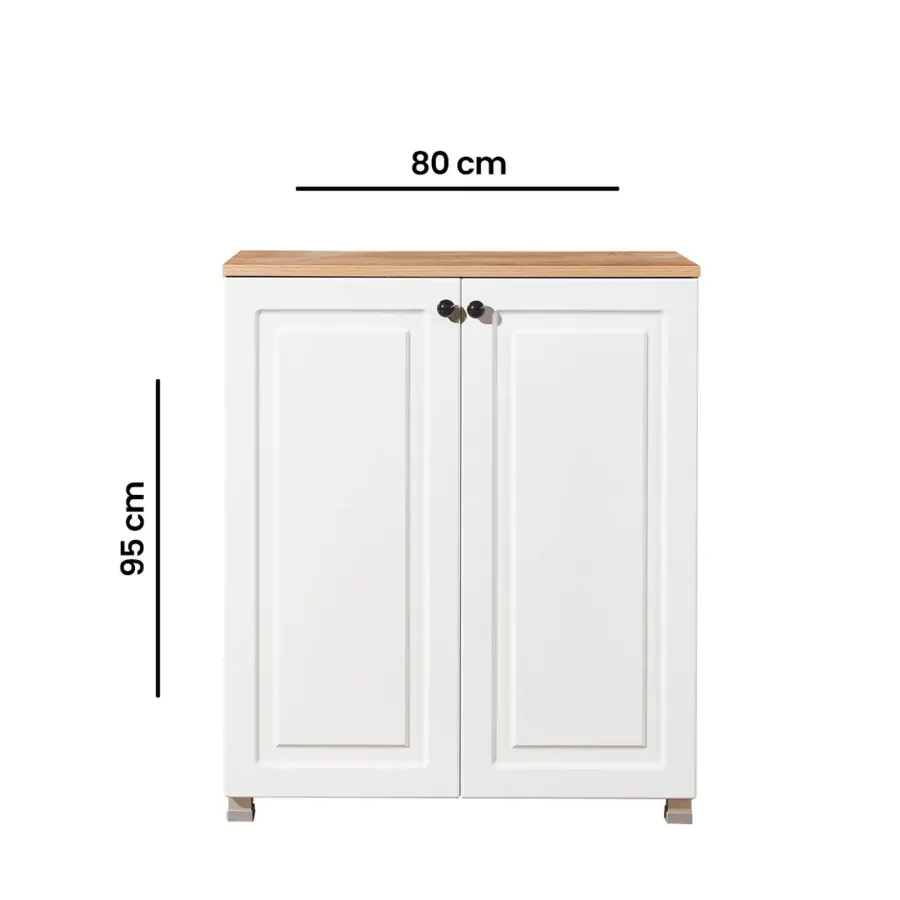 Ares 2 Qapılı Ayaqqabı Dolabı - Meşə/Ağ - 6