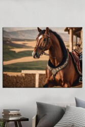 Asil Yarış Atı Kətan Tablo - Markaev