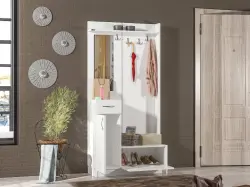 Asod Güzgülü Asılqanlı Dəhliz Dolabı - Ağ - Modev (1)