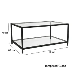 Astro Jurnal Masası Şəffaf Temperli Şüşə - Qara - 5