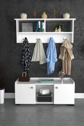 Asya Asılqanlı Dəhliz Dolabı - Ağ - 1