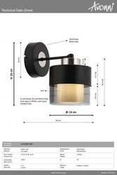 Siyah Boyalı Bra Aplik E27 Metal Cam 14x19cm - 3
