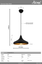 Siyah Boyalı Modern Çilçıraq E27 Metal 29cm - 3