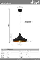Siyah Boyalı Modern Çilçıraq E27 Metal 36cm - 3