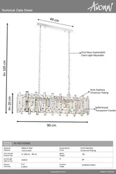 Krom Kaplama Klasik Çilçıraq E14 Metal Kristal 90x30cm - 2