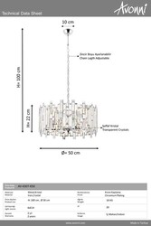 Krom Kaplama Klasik Çilçıraq E14 Metal Kristal 50cm - 2