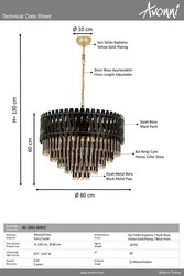 Siyah Boyalı Klasik Çilçıraq E27 Metal Cam 80cm - 3
