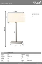 Nikel Kaplama Masa Lampası E27 Metal Kumaş 28x20cm - 3