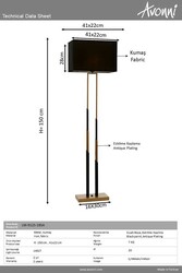 Siyah/Eskitme Boyalı Torşer E27 Metal Kumaş 30x22cm - 3
