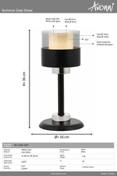 Siyah Boyalı Masa Lampası E27 Metal Cam 16cm - 3