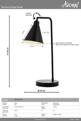 Siyah Boyalı Masa Lampası E27 Metal 32x16cm - 3
